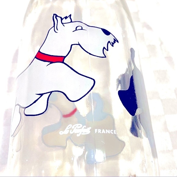 Vintage LE PARFAIT FRANCE Glass Milk Bottle Dog Sc - Picture 3 of 5